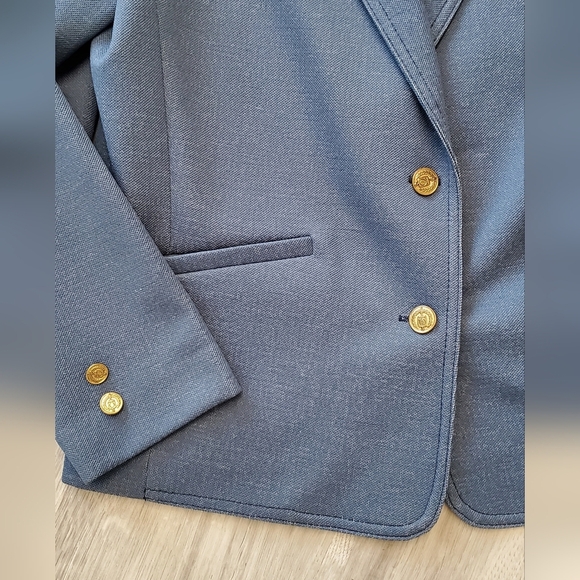 Vintage Graff Skirtsuit Blue 2 Piece Blazer Jacket & Midi Skirt Set Size 4 - Picture 3 of 9